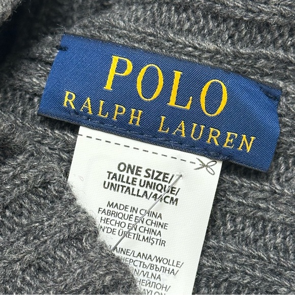 Polo Ralph Lauren Men’s Winter Beanie Hat Wool Blend Uncuffed Ribbed Gray NWT OS - Picture 15 of 16